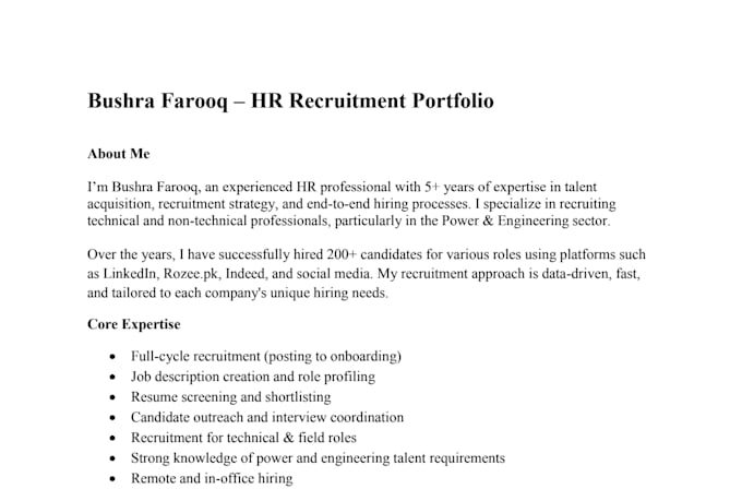 provide hr recruitment and hiring services